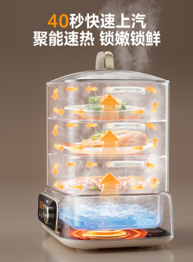 苏泊尔全钢电蒸锅多功能家用蒸煮炖一体锅多层大容量三层旗舰新款