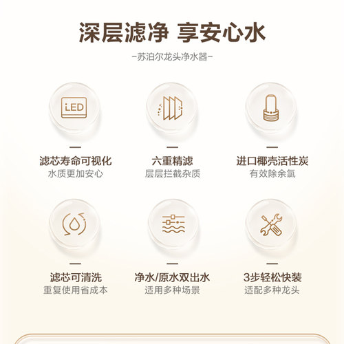 苏泊尔净水器水龙头过滤器家用厨房非直饮自来水超滤滤水器C25 - 图0