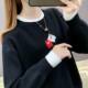 Autumn and winter velvet thickened knitted thermal sweatshirt student long-sleeved bottoming shirt embroidered loose large size pullover sweater for women