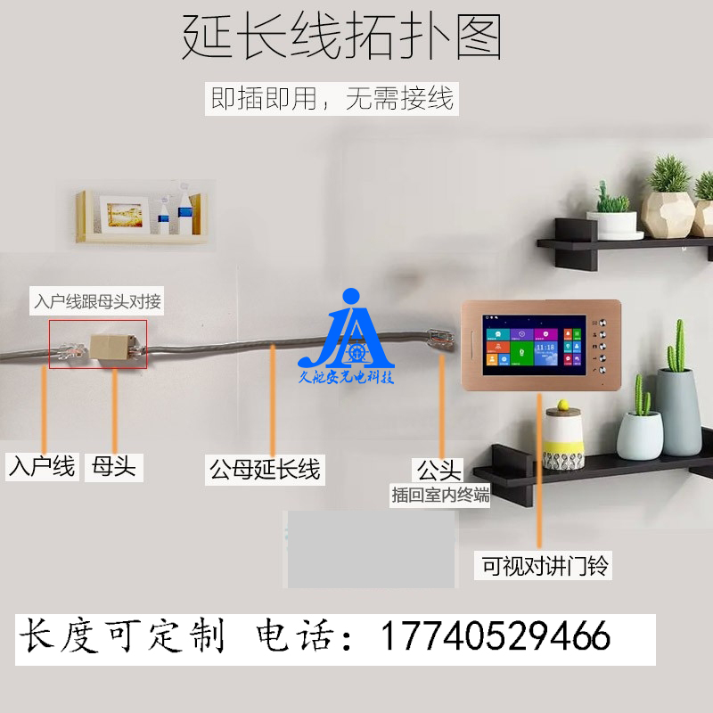 楼宇可视对讲门禁机门铃室内电话机网线延长线分机连接线信息延长 - 图1