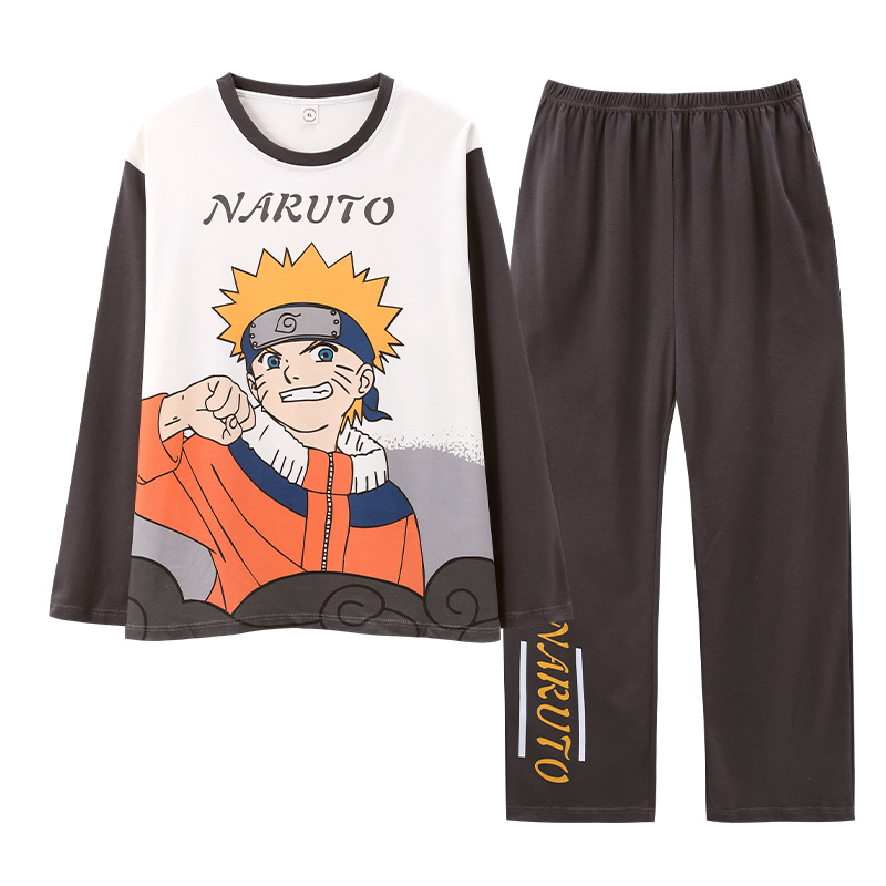 胖大童睡衣男纯棉春秋季薄款长袖卡通青少年高中生学生家居服套装 - 图1