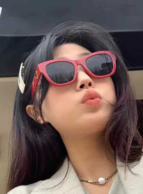 韩系红色墨镜女防紫外线复古