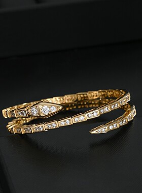 法式风微镶锆石轻奢手饰品女高级感几何蛇骨网红风精致手链手镯潮
