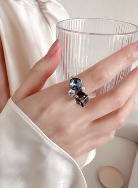 女水晶复古港风食指戒指