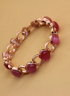 威妮华比拉蓝色猫眼石菱形OL镀金