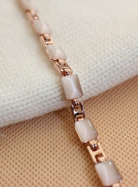 威妮华比拉长方形手链猫眼石几何