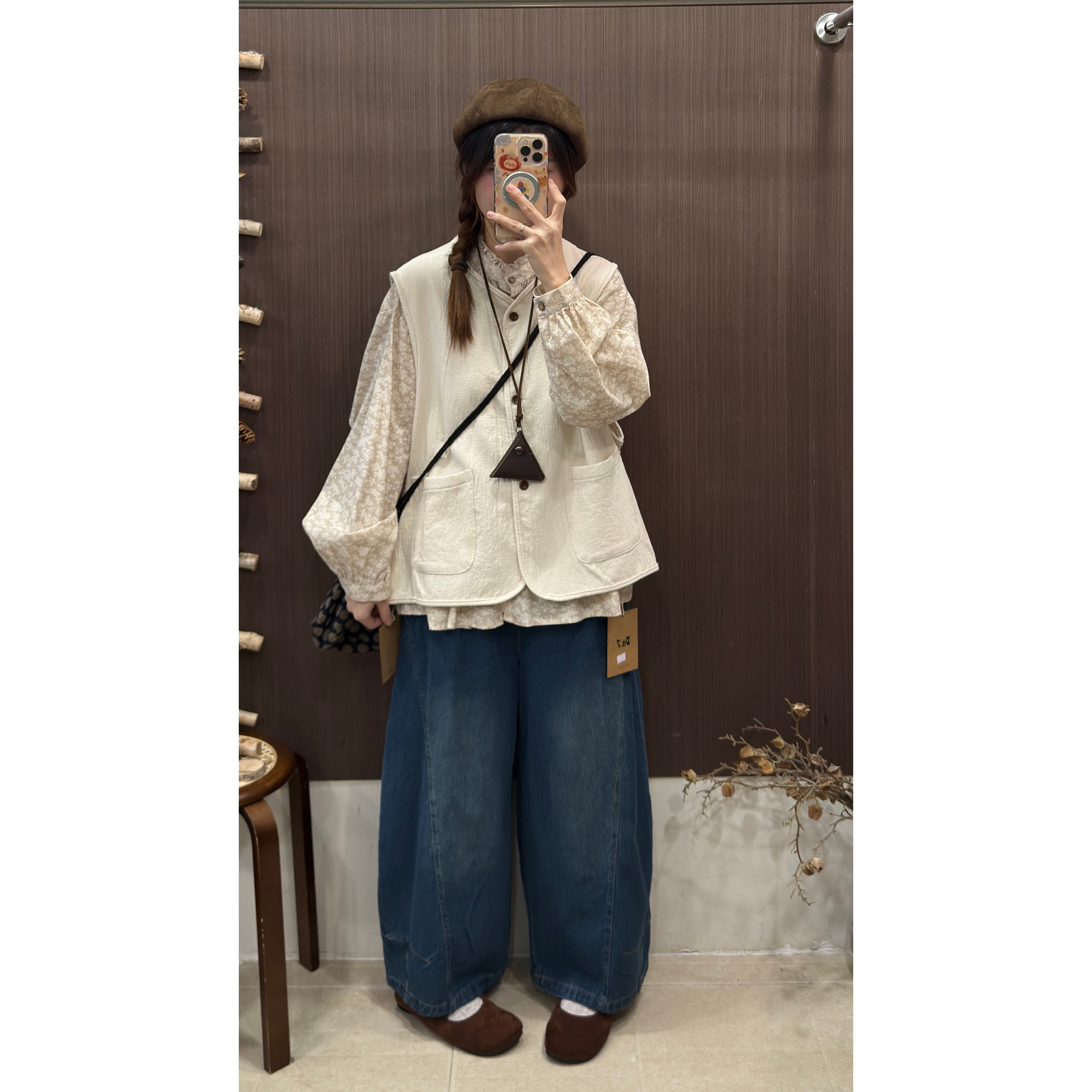 DA.7-早春上新日系复古拼接牛仔阔腿简约显瘦百搭弯刀牛仔裤136、,淘宝优惠券,粉丝福利购,淘宝优惠卷