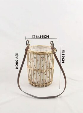 田园风柳编藤编手提花篮民宿摆件文艺编织花瓶干花插花装饰野餐蓝