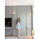 Ruoyu Customized Ice Mint Bajia knitted ice pleated skirt suit pure lust sexy temperament top and skirt set
