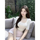 Ruoyu custom-made Korean women's paper mulberry silk wool large U-neck mid-sleeve top pure lust temperament sexy knitted sweater