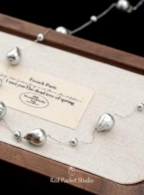 珍珠项链925纯银18k金锁骨链