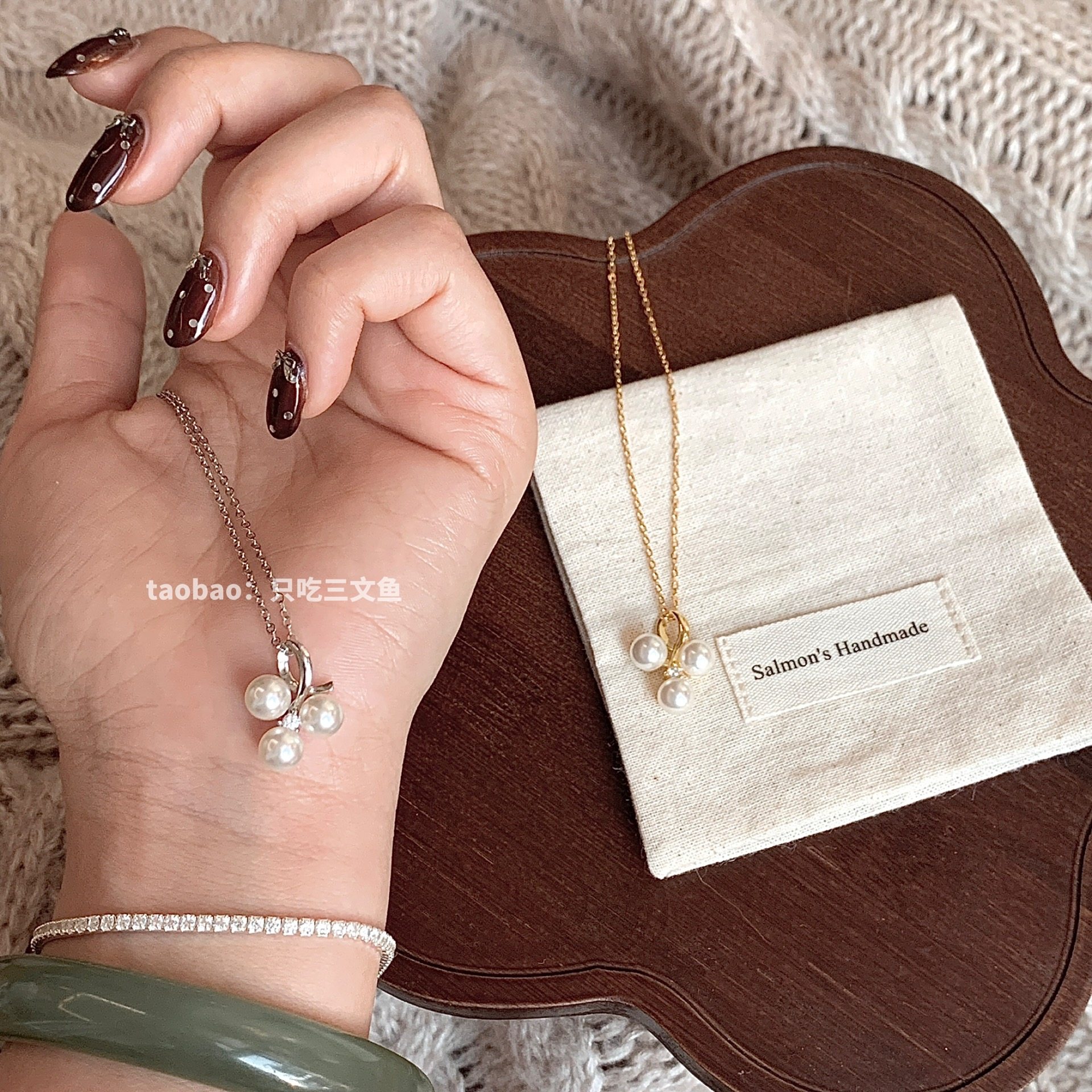只吃三文鱼-纯银长期主义高端线*施华洛珍珠葡萄串 金色/银色,淘宝优惠券,粉丝福利购,淘宝优惠卷