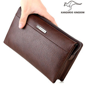 真澳袋鼠男士手包男真皮软大容量手拿包休闲头层牛皮手抓包男包