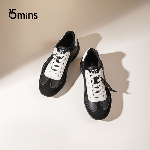 15mins德训鞋男女同款2026春秋新款防滑圆头舒适运动休闲阿甘鞋子 - 图1