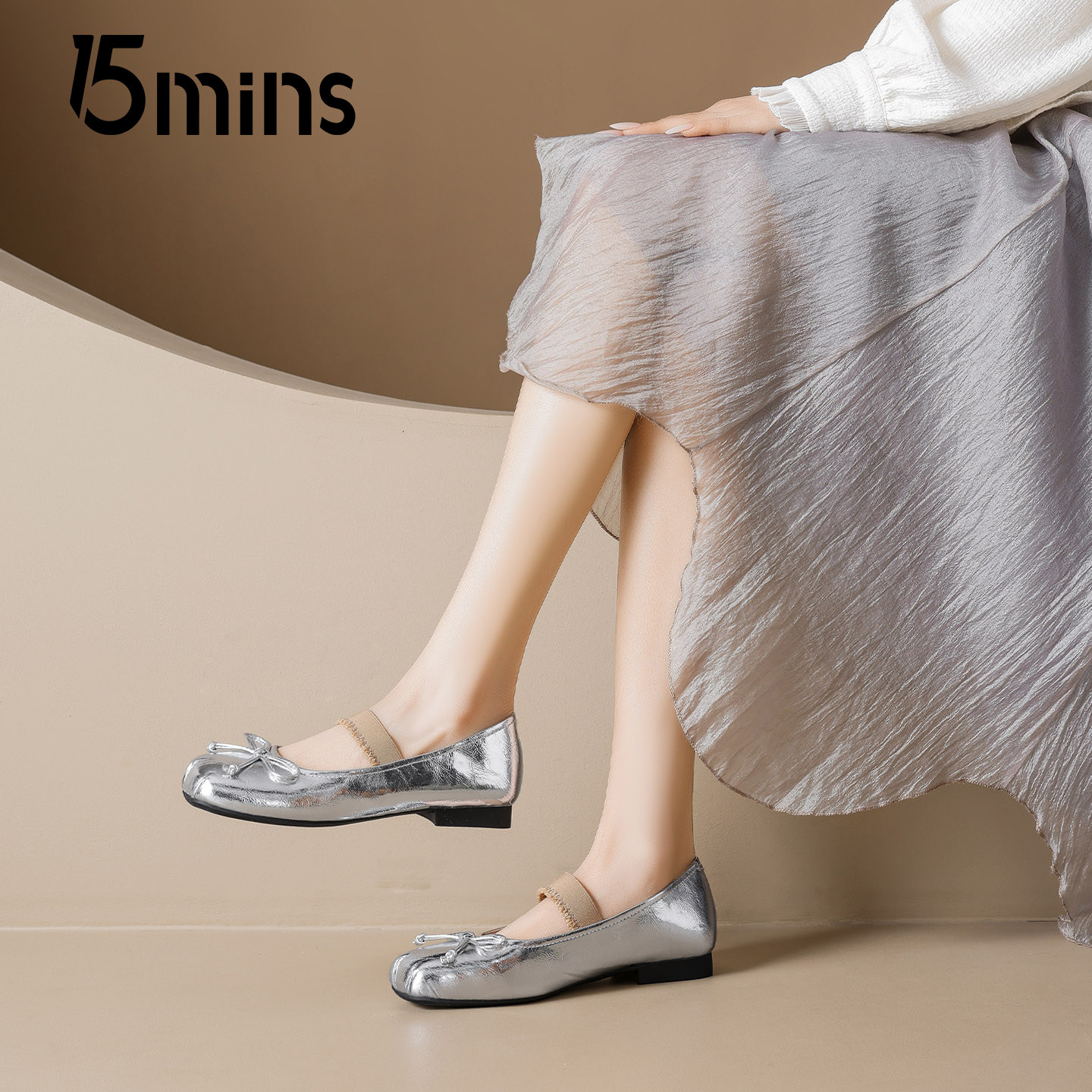 15mins巨好看玛丽珍鞋女2026春夏新款复古银色芭蕾风气质浅口单鞋,淘宝优惠券,粉丝福利购,淘宝优惠卷
