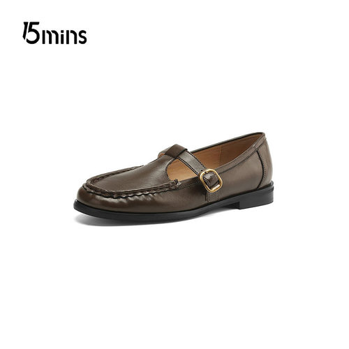 15mins厚底乐福鞋女春季2026年新款粗跟英伦风小皮鞋气质商务单鞋 - 图0