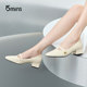15mins white light mouth single shoes for women thick heels