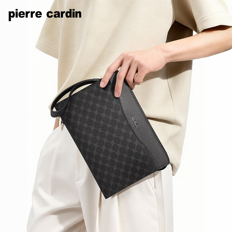 皮尔卡丹男士手包商务休闲大容量信封包时尚潮流PVC手抓包手拿包,淘宝优惠券,粉丝福利购,淘宝优惠卷