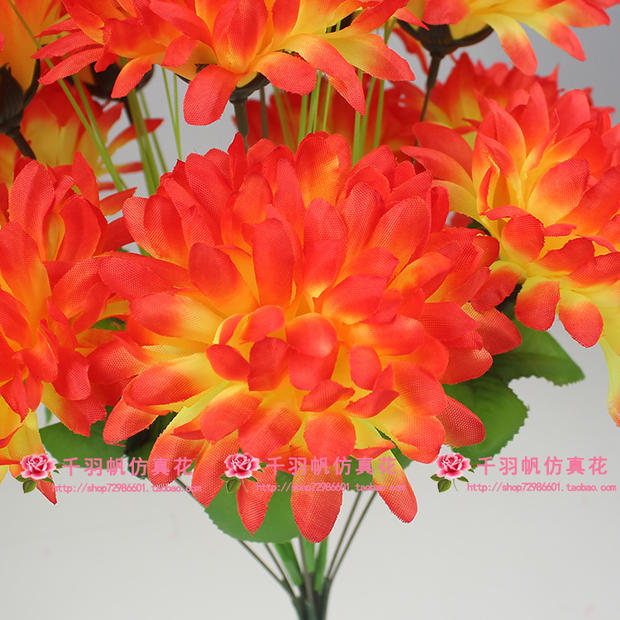 仿真菊花12头球菊花束假花清明节上坟祭祀扫墓摆放绢花塑料花盆栽 - 图0