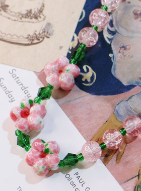 myzoo夸张大爱心祖母绿项链琉璃串珠春夏新款复古欧美锁骨链配饰