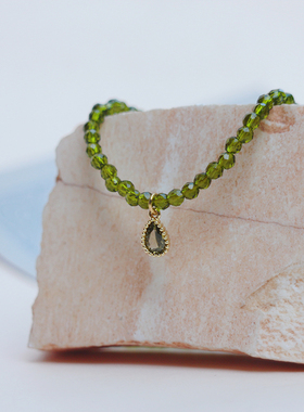 myzoo锆石吊坠串珠锁骨链