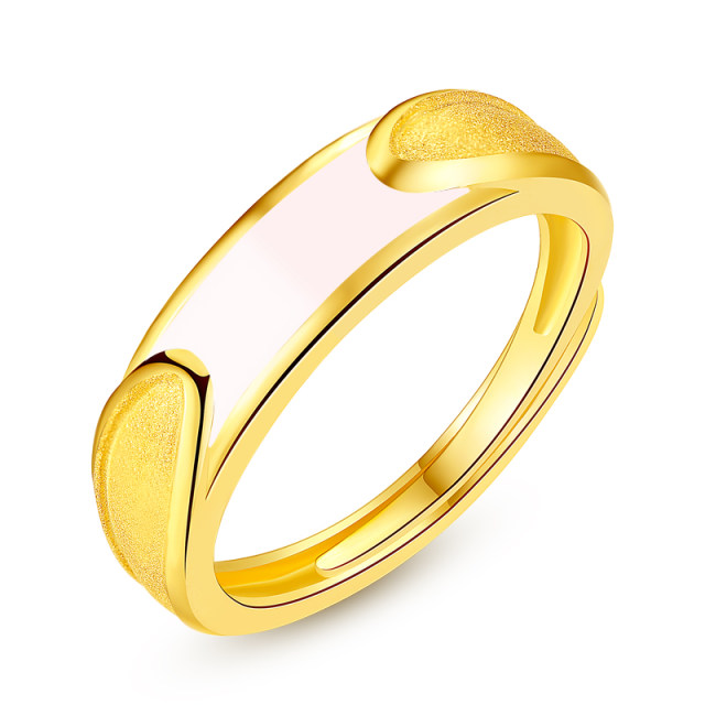Gold Ring Tail Ring Male And Female Models Gold Inlaid White Jade Ring Couple On The