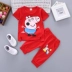 Girls Summer Rainbow Set Nữ Baby Fashion Net Đỏ Tay ngắn Mùa hè Trẻ em Mặc hai mảnh Ocean Wave - Phù hợp với trẻ em