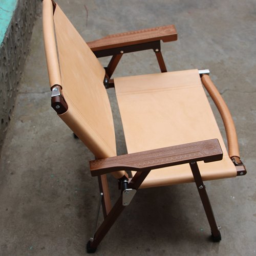 定制手工植鞣头层牛皮实木写生露营户外休闲椅便携折叠钓鱼旅游椅 - 图1