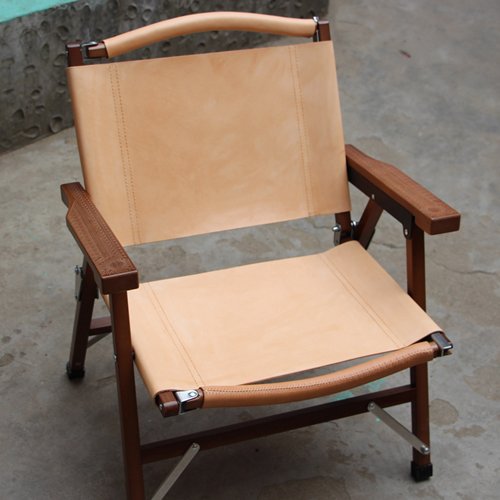 定制手工植鞣头层牛皮实木写生露营户外休闲椅便携折叠钓鱼旅游椅 - 图3