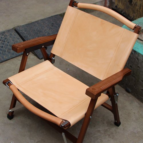 定制手工植鞣头层牛皮实木写生露营户外休闲椅便携折叠钓鱼旅游椅 - 图0