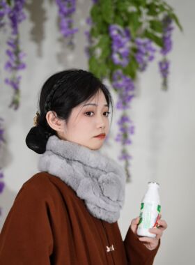獭兔毛领围巾仿真狐狸毛磁扣围脖假领保暖百搭冬季男女配饰