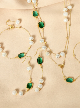 戴拉高级感珍珠耳环项链手链