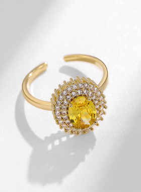 水晶食指ins高级感饰品复古戒子