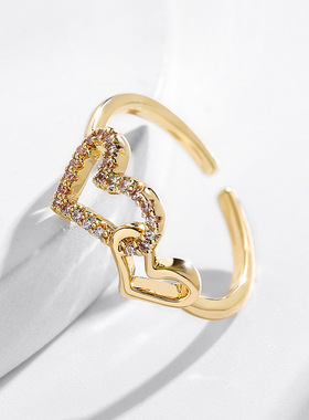 时尚个性食指戒指爱心形开口戒子