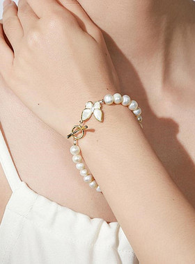 戴拉高档淡水珍珠优雅蝴蝶手链