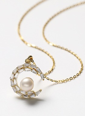 戴拉时尚淡水珍珠925银项链耳钉