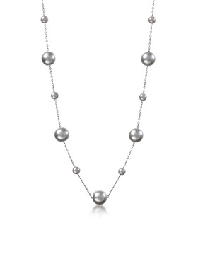 戴拉925银优雅灰色施家珍珠项链