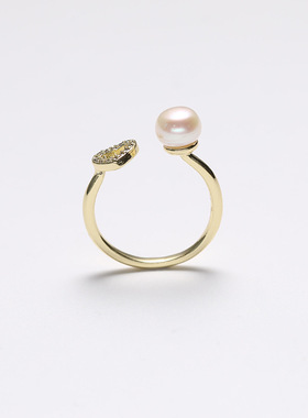 戴拉时尚潮爱心形淡水珍珠戒指