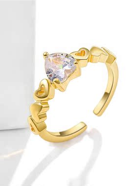 时尚个性风小众设计感爱心戒子