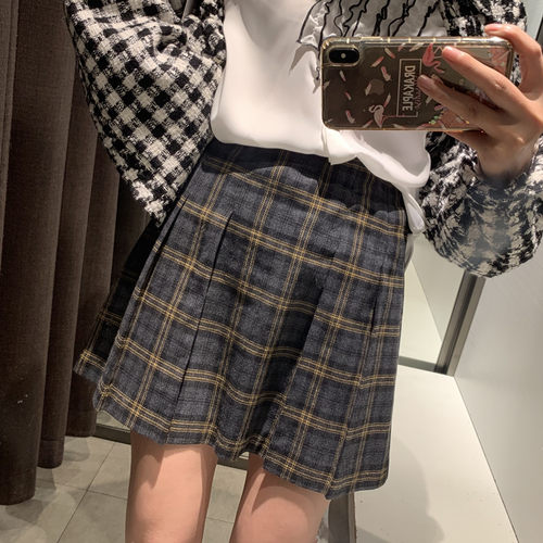 BM CEC.UR清仓特价春装秋冬复古高腰格子短裙a字裙半身裙女ins潮 - 图1