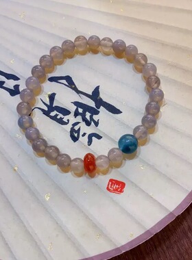 新中式海蓝宝玻璃串珠手链百搭