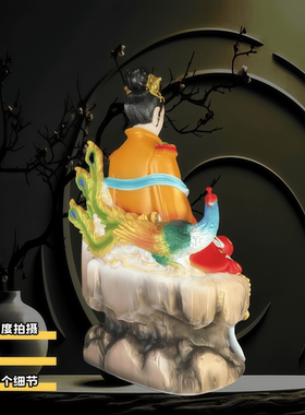家用供奉佛堂客厅摆件汉白玉实心彩绘九天玄女菩萨佛神像玄女娘娘