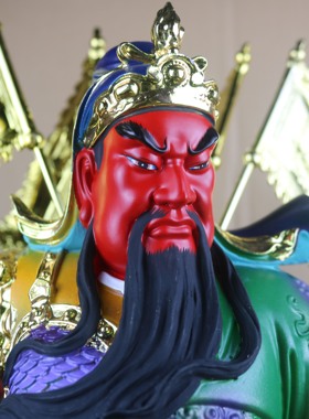 关公武财神家用客厅佛堂桌面招财树脂彩绘关羽大将军佛像菩萨摆件