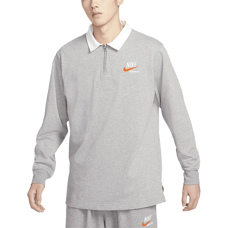 正品Nike/耐克男子新款简约复古休闲运动翻领长袖T恤 DX6754-091 - 图3