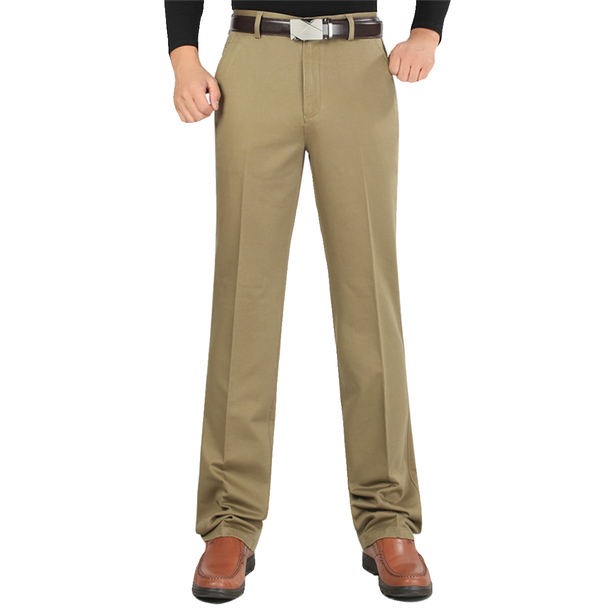 2025秋冬厚款纯棉休闲裤男中老年免烫商务直筒高腰宽松爸爸长裤子,淘宝优惠券,粉丝福利购,淘宝优惠卷