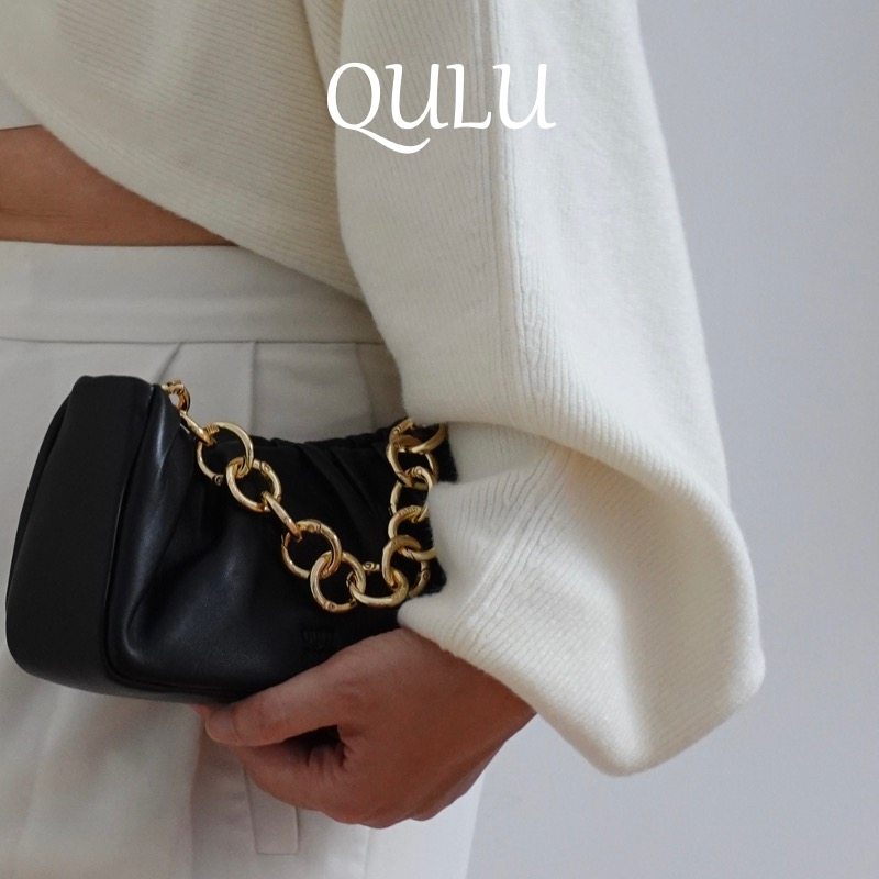 QULU设计师羊皮链条包 轻奢小众斜挎包女 高级感真皮单肩腋下包,淘宝优惠券,粉丝福利购,淘宝优惠卷