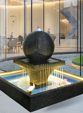 风水球流水摆件循环水喷泉鱼池缸公司酒店大堂水景庭院造景水幕墙