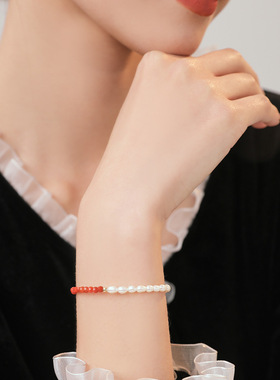 天然南红玛瑙手链女设计感