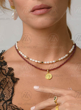 珍珠巴洛克黑白时髦锁骨链choker