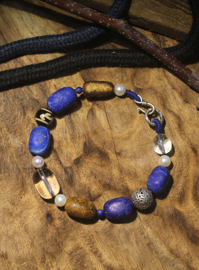 天然奇楠沉香随形青金石手链水晶